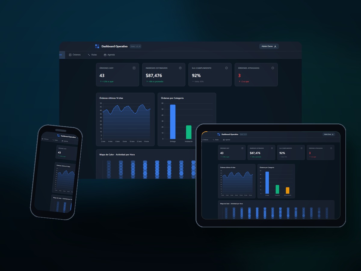 Mockup de dashboard a medida desarrollado por Noelyth Softworks