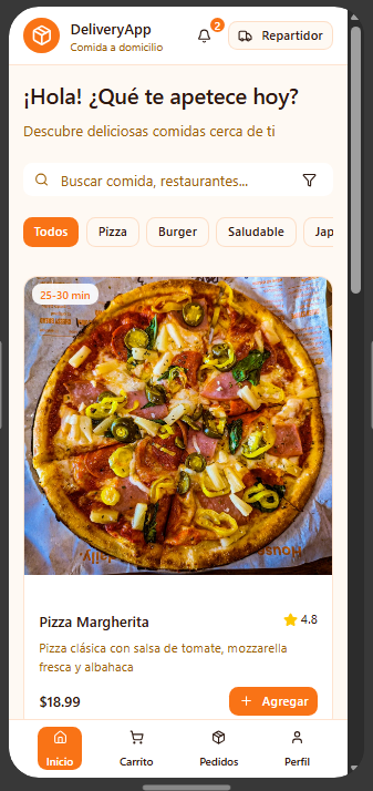 Pantalla demo DeliveryApp